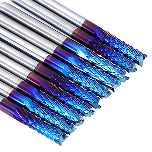 ASNOMY 20pcs End Mills CNC Spiral Router Bits, 1/8" Shank CNC Cutter Milling Carving Bit Set, Nano Blue Coat CNC End Mill Bits, Cutting ASNOMY