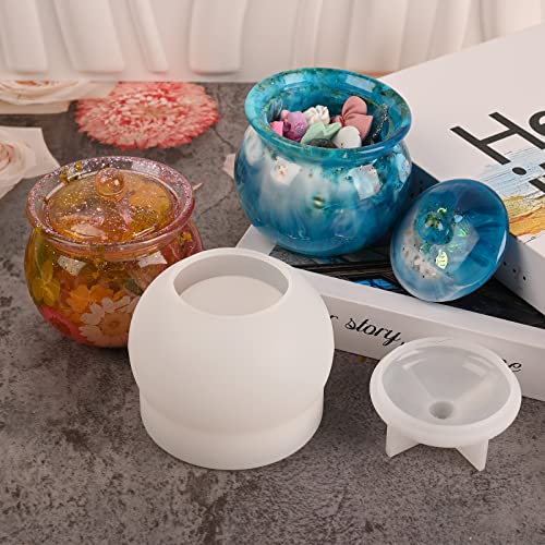 Actvty Jar Silicone Molds, Jar Resin Molds with Lid, Epoxy Molds for DIY Jewelry Storage Box,Candle Holder,Candy Container, Epoxy Resin Casting Craft Actvty