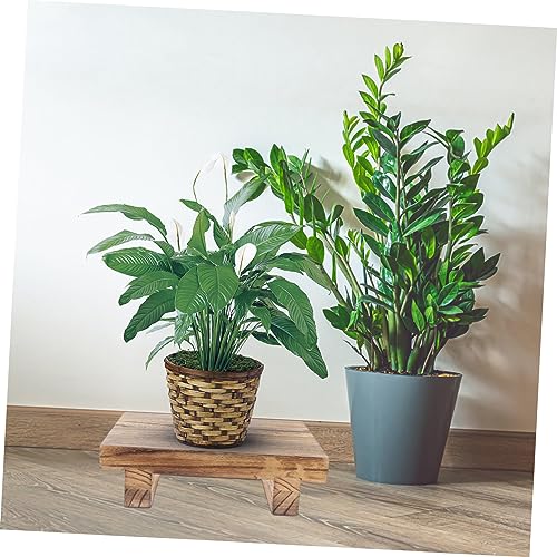 Operitacx Wooden Table Bracket Small Wood Step Succulent Plant Stand Black Tray Decor Small Plant Stand Wooden Flower Pot Planters for Indoor Plants Operitacx