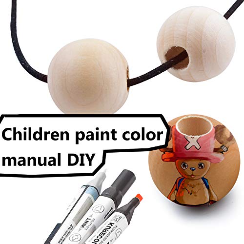 Jdesun 25 Pieces Wooden Beads, Natural Round Wood Loose Beads Wood Spacer 30mm x Diameter 3/8" Hole Jdesun