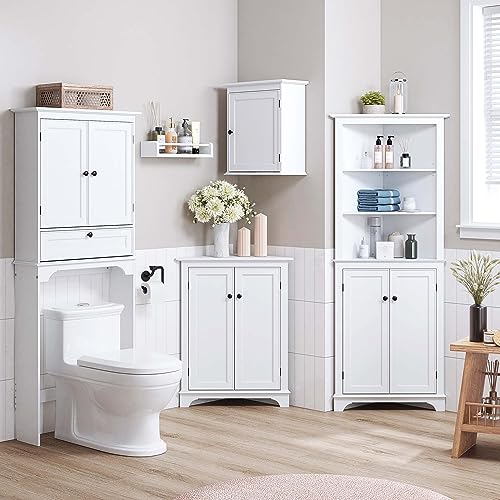 Spirich Small Bathroom Wall Cabinet, Wall Mounted Storage Cabinet, Medicine Cabinet Organizer for Bathroom, Kitchen, Living Room, White Spirich