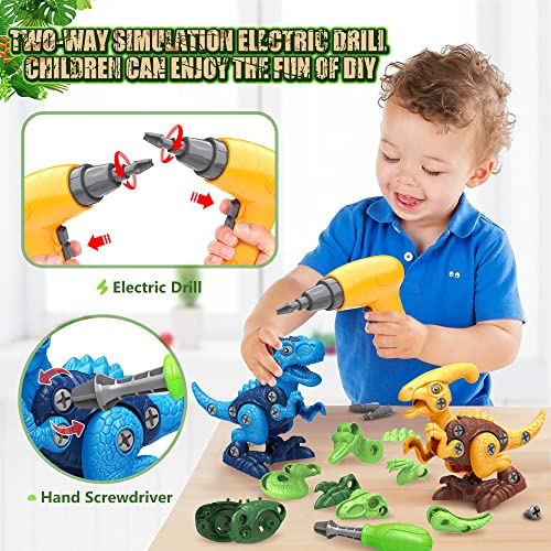 BAODLON Dinosaur Toys for 3 4 5 6 7 Year Old Boys, Take Apart Dinosaur Toy for Kid 3-5 5-7 Building Toy with Electric Drill, Learning Educational BAODLON