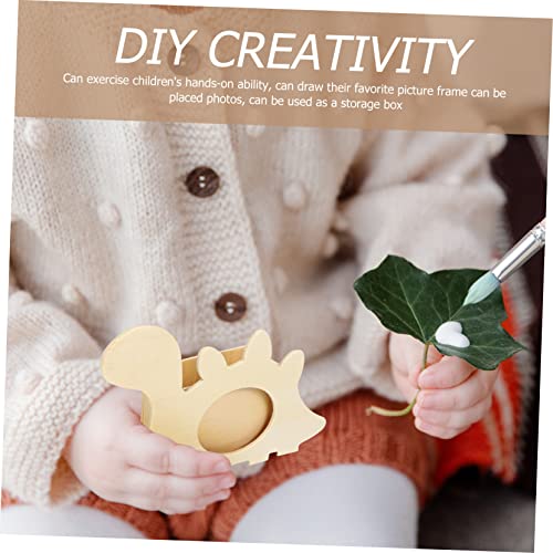 KALLORY 4pcs Diy Wooden Photo Frame Makeup Brush Holders Photo Frame Pen Cups Kids Pen Cups Unfinished Wood Pen Case Unfinished Brush Holder Diy Pen KALLORY