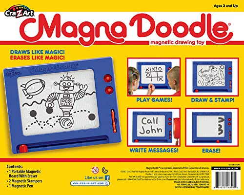 Cra-Z-Art Retro Magna Doodle Magnetic Drawing Board for kids 3 and up, Blue/White Cra-Z-Art
