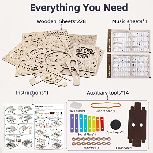 nicknack 3D Wooden Puzzles Model Kits for Adults Piano Mechanical Music Box Model Wooden Xylophone Toy nicknack