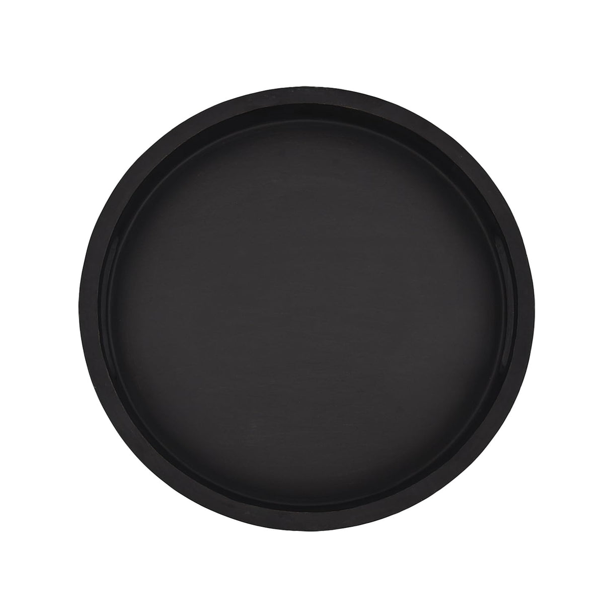 EDHAS Acacia Wood Round Black Serving Tray with Cutout Handle |Home Restaurants Coffee, Food, Breakfast, Dinner Décor (12" x 12" x 1.6") EDHAS
