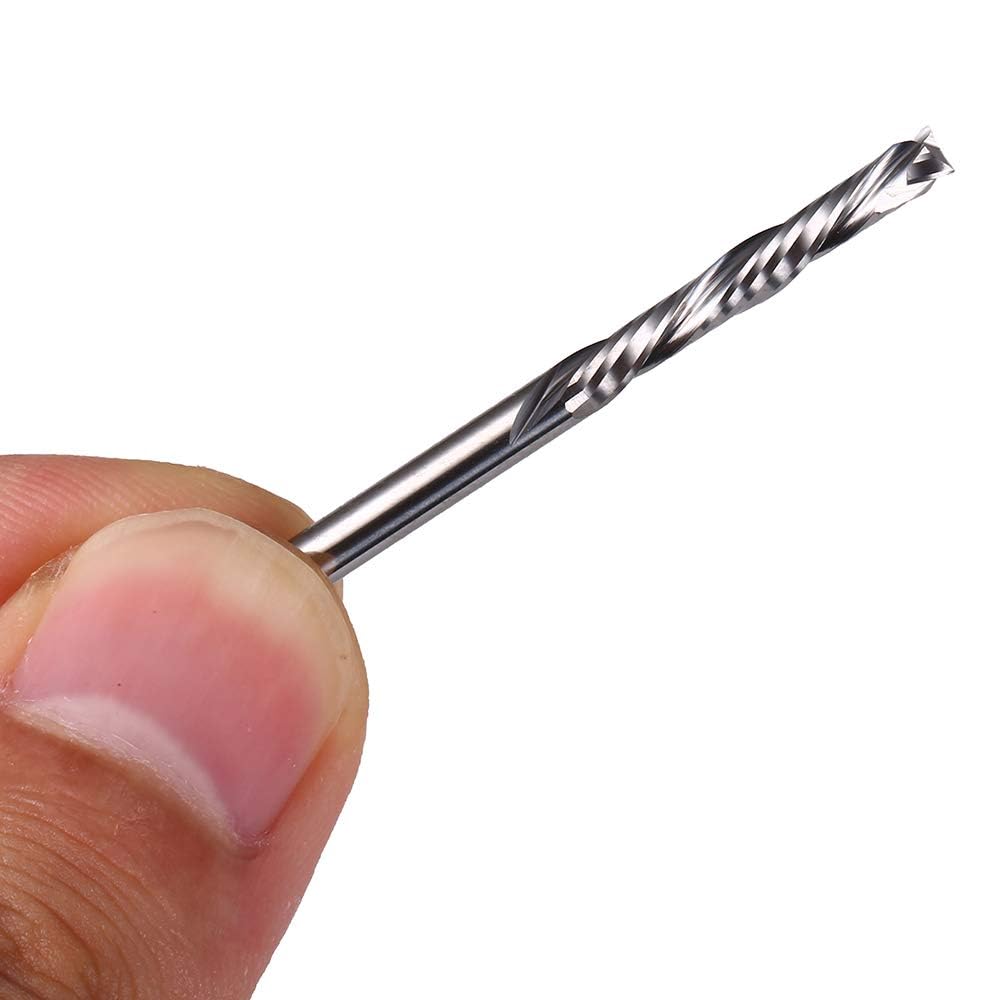 Carbide End Mills Up & Down Cut 1/8 Inch Shank,CNC Spiral Router Bits(3.175x22mm) Compression Bit 2 Flutes Milling Cutter for Engraving Milling 3D HOZLY