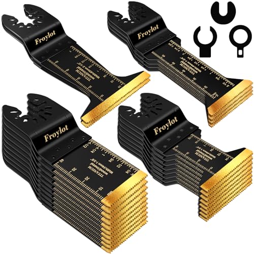 FROYLOT 24pcs Titanium Oscillating Tool Blades, Universal Multitool Blades for Metal Wood Cutting, Oscillating Saw Blade Metal Hard Material, Multi FROYLOT
