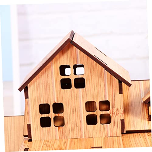 VICASKY Wooden Mini House DIY Mini House Craft Wood Ornaments Unfinished Wood Brain DIY Wood Toy Tiny House DIY for Kids Art and Craft for Kids Toys VICASKY