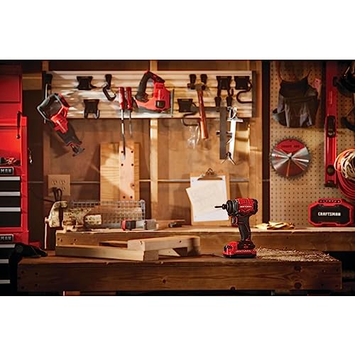 CRAFTSMAN V20 Cordless Impact Driver Kit, 1/4 inch, Battery and Charger Included (CMCF810C1) Craftsman