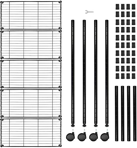YSSOA Heavy Duty 5-Shelf Shelving Unit, 29.92" D x 13.98" W x 62.99" H, 5 Tier, Black, 1 Pack YSSOA