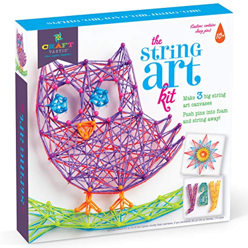 Craft-tastic DIY String Art – Craft Kit for Kids – Everything Included for 3 Fun Arts & Crafts Projects – Owl Series, Large Craft-tastic