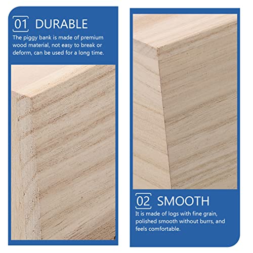 COHEALI Wooden Box 4pcs DIY Wooden Piggy Bank Unfinished Wood Coin Bank Money Storage Coin Jar Cash Box Storage Holder Chest Box Savings Bank for COHEALI