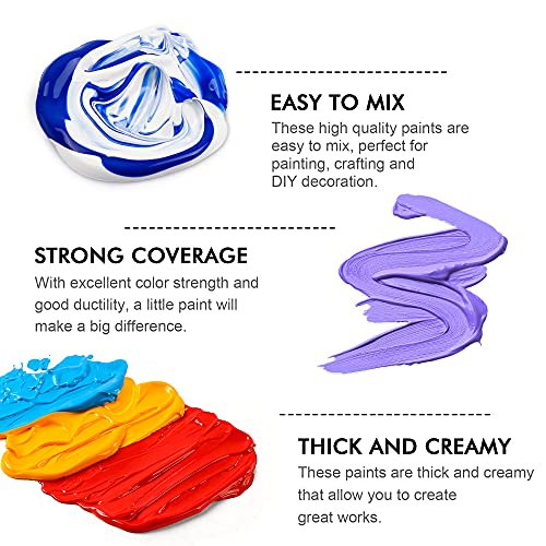 Shuttle Art Acrylic Paint, 50 Colors Acrylic Paint Set, 2oz/60ml Bottles, Rich Pigments, Water Proof, Premium Acrylic Paints for Artists, Beginners Shuttle Art