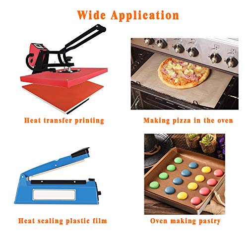 3 Pack PTFE Teflon Sheet 12 x 16" and 3 Rolls 10mm X 33m Heat Resistant Sublimation Thermal Tape for Heat Press Transfer,Non Stick Paper Reusable EQUTY BAYMERS