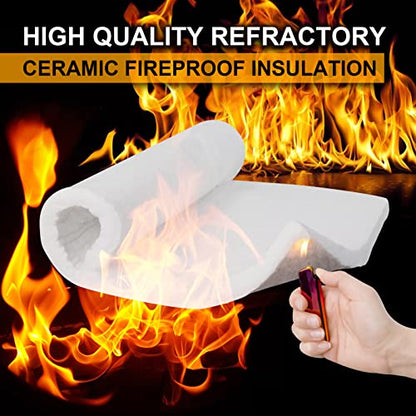 Lyrufexon Ceramic Fiber Insulation, 24"x15.7"x1" Thick, 2600F Fireproof Insulation Blanket for Wood Stove Baffle, Fireplace, Pellet Stove, Chimney,