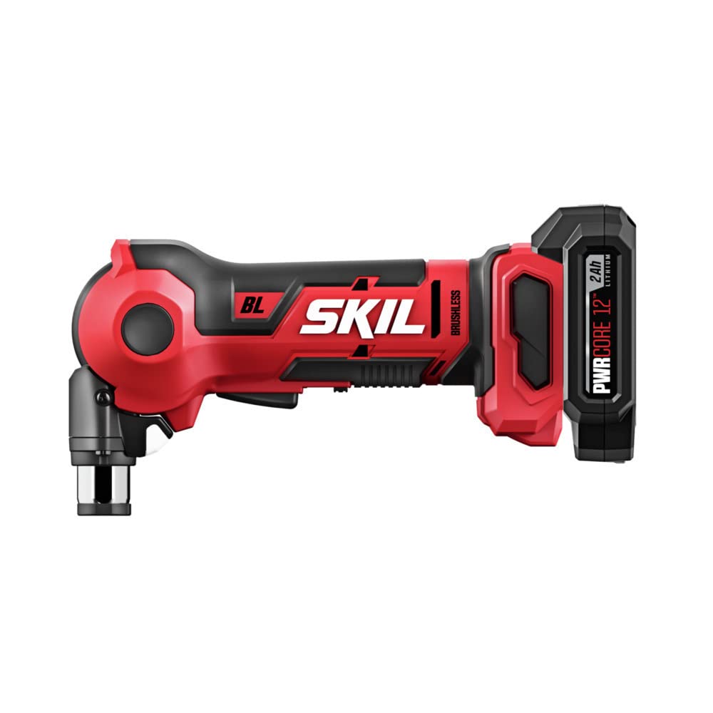 SKIL PWR CORE 12 Brushless 12V Auto Hammer Kit includes 2.0Ah Lithium Battery and PWR JUMP Charger - AH6552A-10, Red Skil