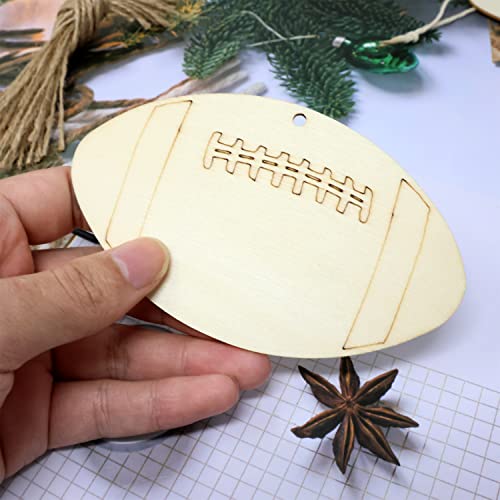 Honbay 24PCS Unfinished Football Wooden Cutouts Sports Theme Wood Discs Slices with Twines for DIY Crafts Home Decoration Craft Project HONBAY