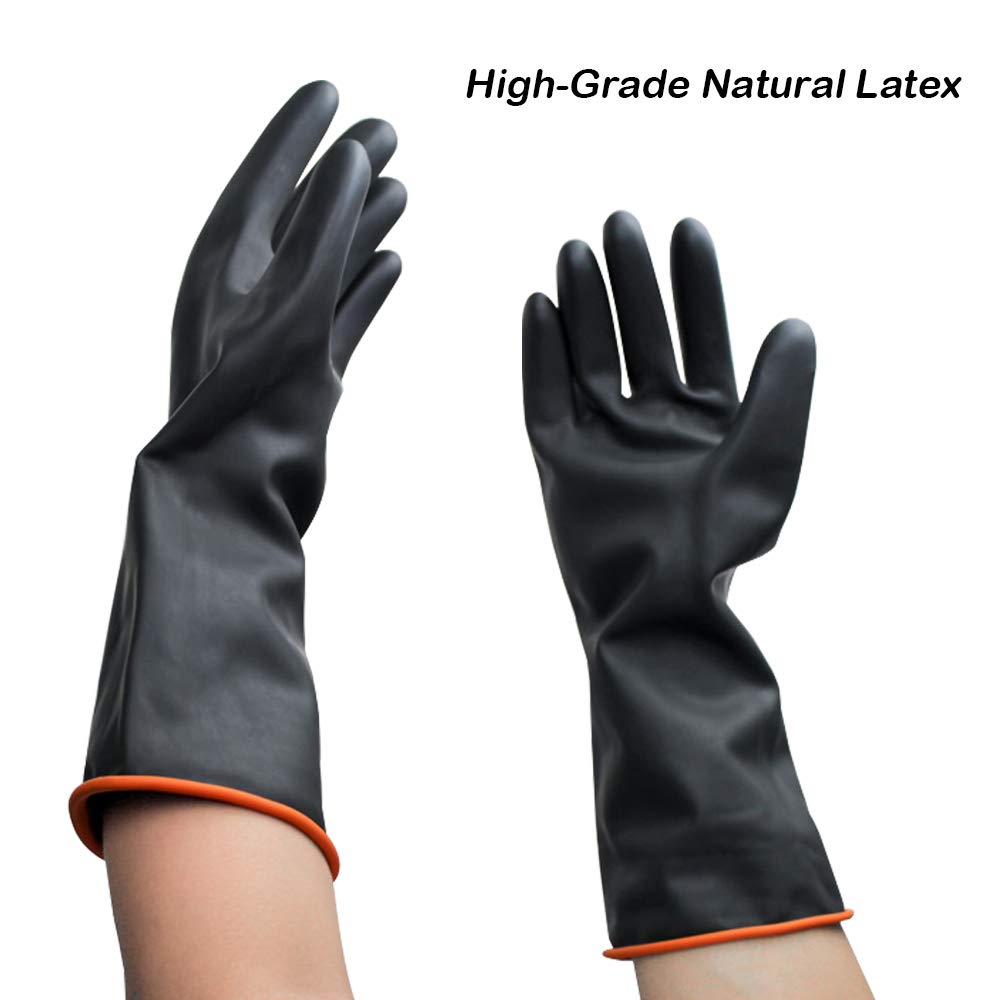 Heavy Duty PU Apron & Latex Gloves, DaKuan Waterproof Resist Strong Acid, Alkali and Oil Apron & Gloves Best for Staying Dry When Dishwashing, Lab DaKuan