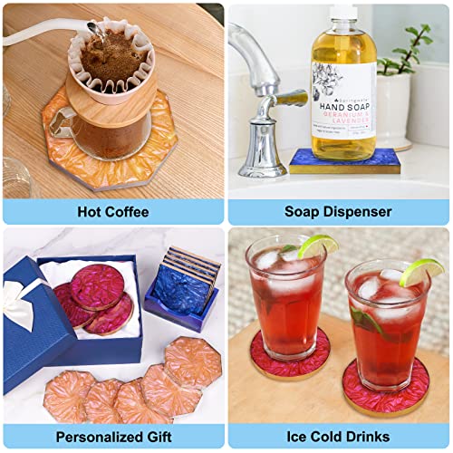 LET'S RESIN 18 Pcs Coaster Resin Molds Silicone, Coaster Molds with Round Square Octagon Shape Holder Molds for Epoxy Resin, DIY Art Craft Cup Mats LET'S RESIN