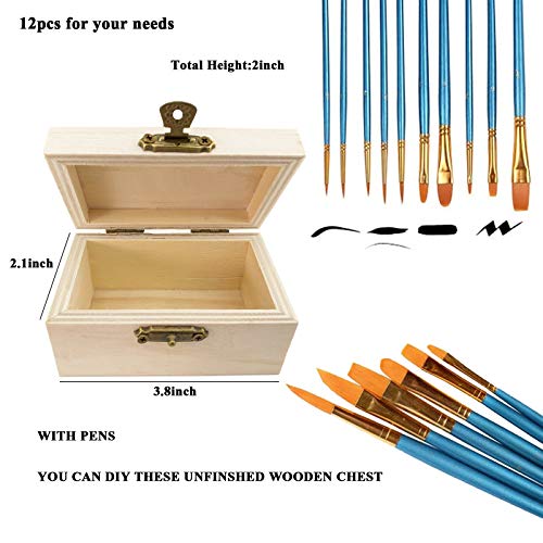 Aulufft 12 Piece Unfinished Wood Treasure Chest Decorate Wooden Mini Treasure Boxes with Locking Clasp for DIY Projects,Home Decor,Party Aulufft