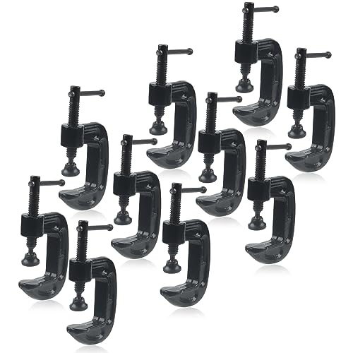 MUKCHAP 10 PCS 1 Inch C Clamp, Black Small C Clamps, Mini G Clamps for Woodworking, Metal Workpiece MUKCHAP