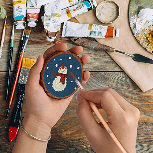 Natural Wood Slices for Christmas Ornaments, 25Pcs DIY Unfinished Wooden Craft Kit Predrilled with Hole Wooden Circles Tree Slices for Christmas Tree UMEELR