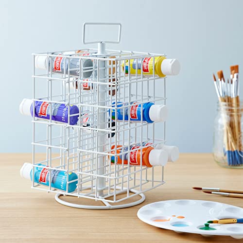 Craft Smart Spinning Paint Storage Tower Paint Storage Organizer Holds Up to 48 (2oz) Bottles - White, 1 Pack Craft Smart