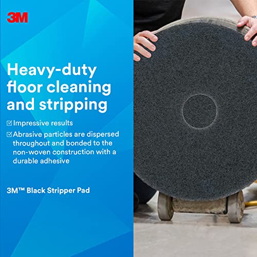 3M Black Stripper Pad 7200, 17 in, 5/Case 3M