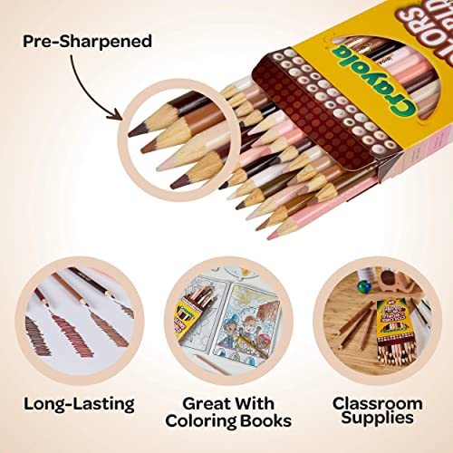 Crayola Colored Pencils 24 Pack, Colors of the World, Skin Tone Colored Pencils, 24 Colors Crayola