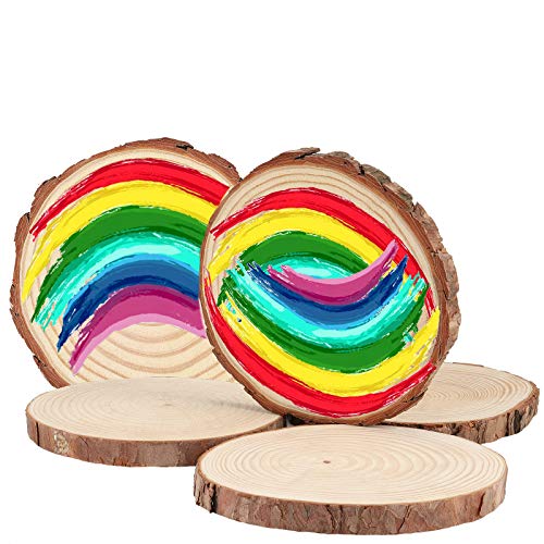 KOHAND 12 PCs 6-7 Inch Wood Slices for Crafts, Unfinished Wood Rounds with Bark, Round Wooden Discs Circles for Christmas Ornaments Wedding Rustic KOHAND