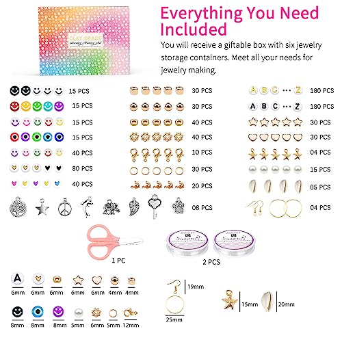 Paodey 20,000 Pcs Clay Beads Bracelet Making Kit, 120 Colors 6 Boxes Polymer Beads Spacer Heishi Beads & Jewelry Kit with Pendant Charms Elastic Paodey