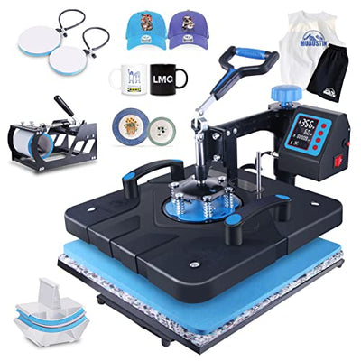 HORGELU Upgraded 5 in 1 Heat Press Machine 15x15 Inch Heat Transfer Machine 360-Degree Swing Away Multifunction Digital Sublimation Combo Heat Press