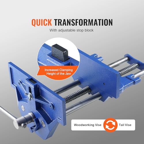 VEVOR Woodworking Vise, 13 inch Woodworking Bench Vise, Heavy-duty Cast Iron Vice for Workbench 10.6" Jaw Width, with Quick Release Lever for VEVOR