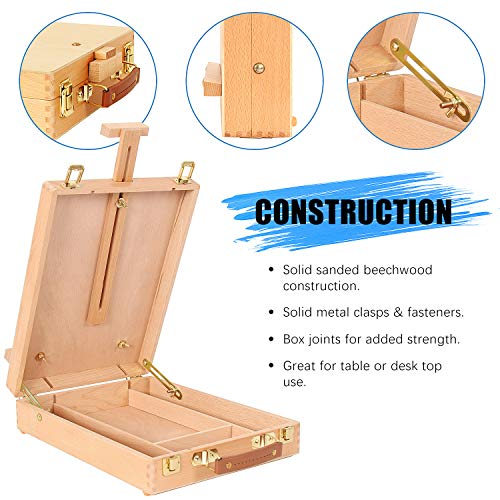 Art Supplies Box Easel Sketchbox Painting Storage Box, Adjust Wood Tabletop Easel for Drawing & Sketching Student (Painting Easel Box) Kuyal