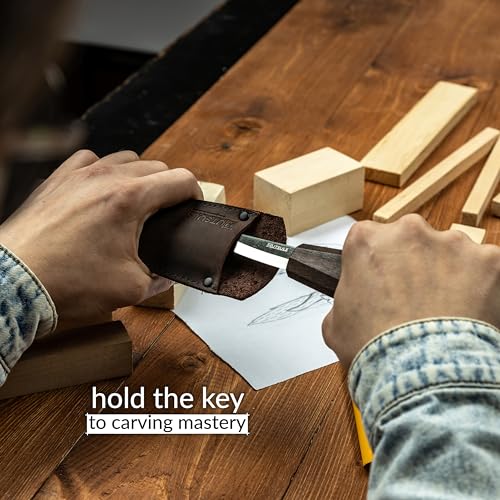 Hutsuls NX-1 Whittling Knife with Leather Sheath - The Carver's Choice, Exquisite Sloyd Knife Wood Carving, Master Craft Wood Carving Knife Hutsuls