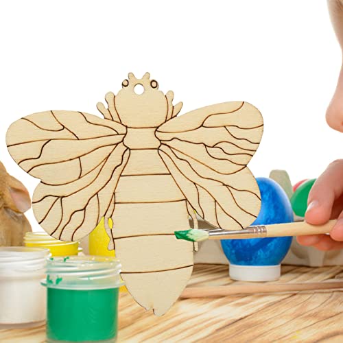 Bee Decor 80 Pcs Unfinished Wooden Cutouts Flower Bee Mushroom Butterfly Blank Wood Slice Blank Wooden Paint Crafts for DIY Crafts Home Decoration ABOOFAN