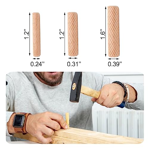 21pcs Wooden Dowels Assorted M6 M8 M10 Hard Wood Grooved Plugs Furniture Woodwork Grooved Fluted Pin Craft for Grooved Fluted, Craft, DIY, Carpentry Medsuo