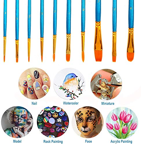 Soucolor Acrylic Paint Brushes Set, 20Pcs Round Pointed Tip Artist Paintbrushes for Acrylic Painting Oil Watercolor Canvas Boards Rock Body Face Nail Soucolor