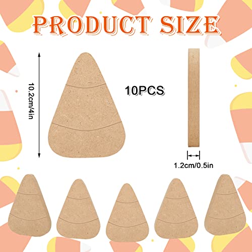 Whaline 10Pcs Halloween Wooden Candy Corn Cutouts with Line Blank Candy Corn Unfinished Table Wooden Signs for Halloween Home Kitchen Office Table Whaline