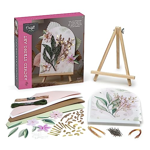 Craft Crush DIY String Art Craft Kit - Floral Interior Design DIY Activity for Teens & Adults - Complete String Art Kit with Embroidery Thread, Foam Craft Crush