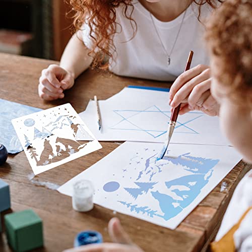 11 Pcs Deer Stencils Forest Mountain Tree Deer Head Stencils for Wood Burning Stencil Template Stencils for Painting on Wood Crafts Home Decors Huahui