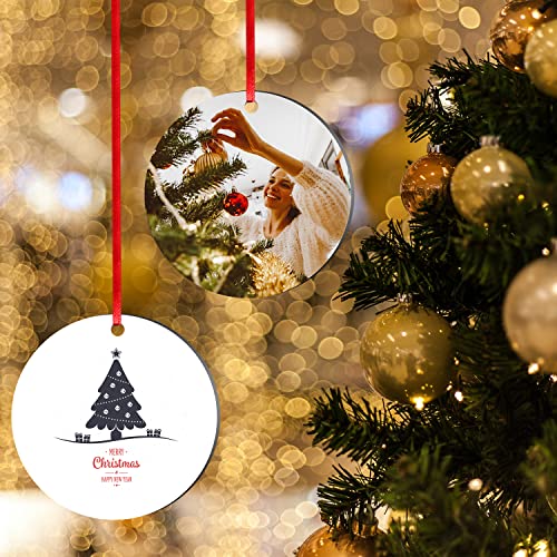 SAVITA Sublimation Blank Pendants, 10pcs 3.15inch Sublimation Ornament Blanks Ornaments MDF Sublimation Blanks Personalized Round Halloween Christmas SAVITA