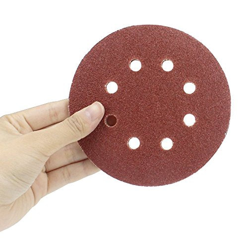 Coceca 80pcs Orbit Sander Sandpaper 5 Inch 8 Hole Orbital Sanding Discs Assorted 40 60 80 100 150 180 240 320 Grits for Power Random Orbit Sanders Coceca