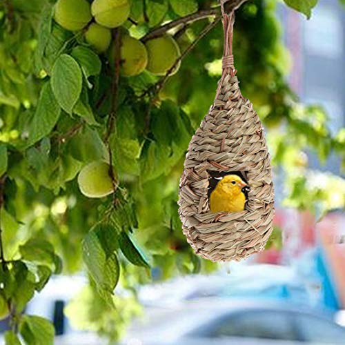Hamiledyi Vintage Chickadee Bird House Nest Hummingbird House for Outside Small Grass Hanging Bird Nesting Natural Wooden Garden Birdhouse Box 3 Pack Hamiledyi