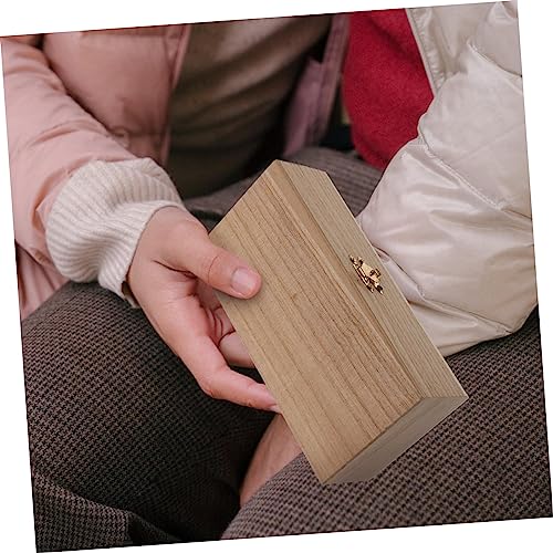 NOLITOY 6 Pcs Clamshell Wooden Box Unfinished Wood Treasure Chest Wooden Treasure Ornament Container Makeup Case Organizer Hinged Gift Cases Office NOLITOY
