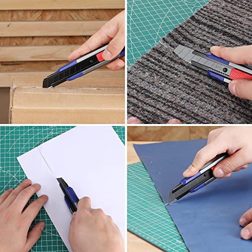 WORKPRO 18mm Retractable Utility Knife, Heavy Duty Aluminum Alloy Snap-off Box Cutter with 10PC SK5 Steel Sharp Blades for Cartons, Cardboard and WORKPRO