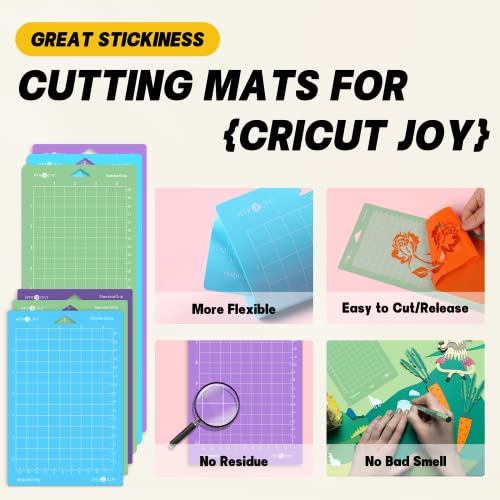 HTVRONT Cutting Mat for Cricut Joy Machine, 6 Pack Cutting Mats (3 Pcs 4.5X12in & 3 Pcs 4.5X6.5in), Variety Adhesive Cutting Mats Replacement HTVRONT