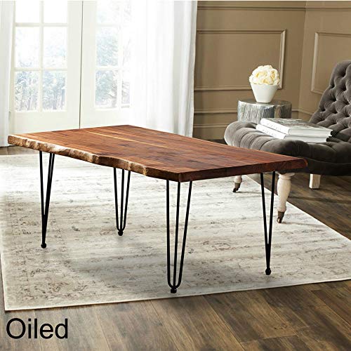 Home Soft Things Living North American Walnut Multi-Plank Unfinished Table, 48" x 28" x 1.5" to 2" with 18" Hairclip Legs Home Soft Things