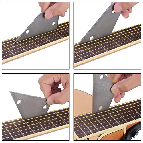 TIMESETL 6 Pack Guitar Luthier Tool Kit Include Guitar Fret Crowning File, Double Headed Guitar Bass Fret Wire Rubber Hammer, Stainless Steel Fret TIMESETL